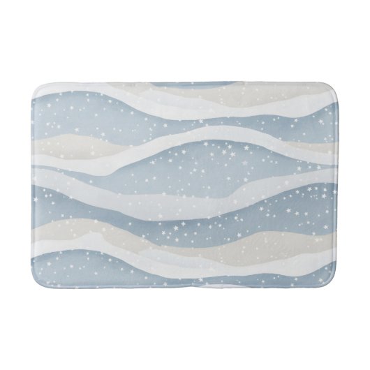 Blue Winter Snowfall Wave Personalized Pattern バスマット (正面)