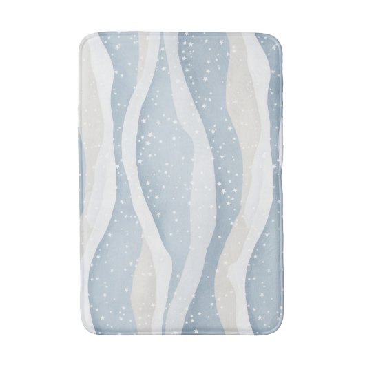 Blue Winter Snowfall Wave Personalized Pattern バスマット (正面縦)