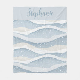 Blue Winter Snowfall Wave Personalized Pattern フリースブランケット