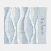 Blue Winter Snowfall Wave Personalized Pattern フリースブランケット (正面(横))