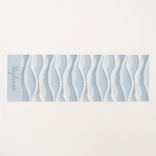 Blue Winter Snowfall Wave Personalized Pattern ヨガマット (正面(横))