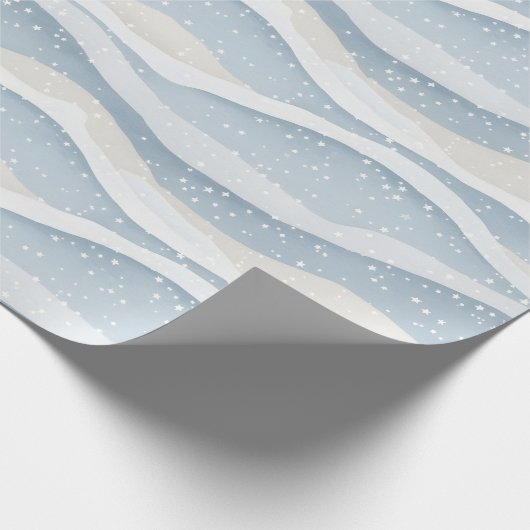 Blue Winter Snowfall Wave Personalized Pattern ラッピングペーパー (角)