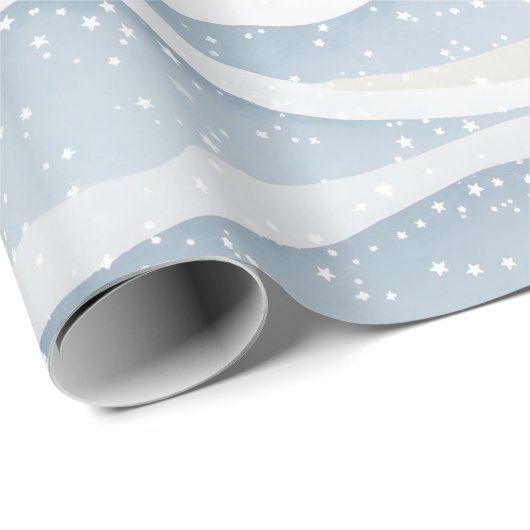 Blue Winter Snowfall Wave Personalized Pattern ラッピングペーパー (ロールコーナー)