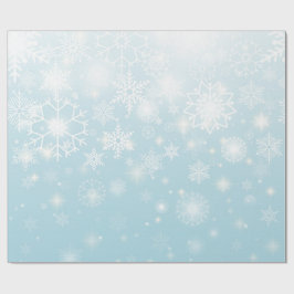 Blue winter snowflakes wrapping paper roll ラッピングペーパー