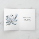 Blue Winter Snowy Owl Christmas   カード (内部)