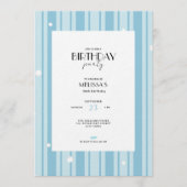 Blue Winter Stripes Pattern - 30th Birthday 招待状 (正面)