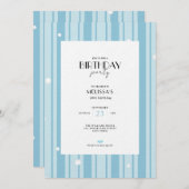 Blue Winter Stripes Pattern - 30th Birthday 招待状 (正面/裏面)