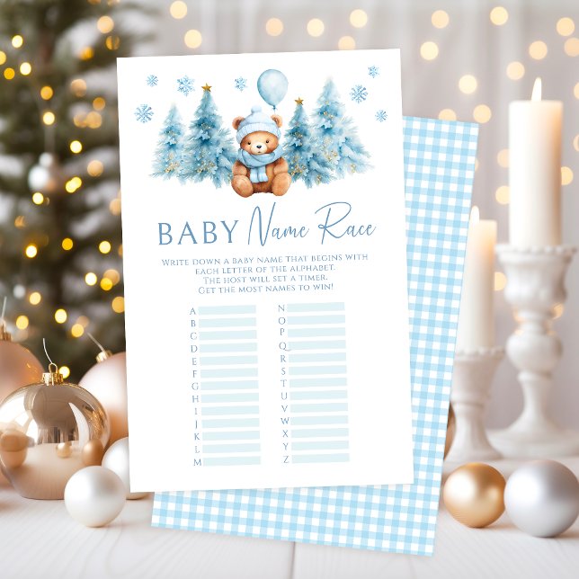 Blue Winter Teddy Bear Baby Name Race Game (クリエイターアップロード済み)