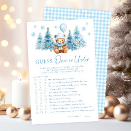 Blue Winter Teddy Bear Baby Over or Under Game