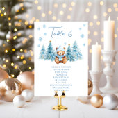 Blue Winter Teddy Bear Baby Shower Table Number
