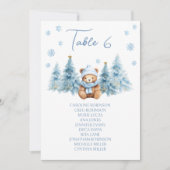 Blue Winter Teddy Bear Baby Shower Table Number (正面)