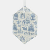 Blue Winter Toile Chinoiserie ガラスオーナメント (正面左)