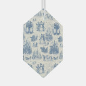Blue Winter Toile Chinoiserie ガラスオーナメント (正面右)