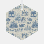 Blue Winter Toile Chinoiserie ガラスオーナメント (裏面)