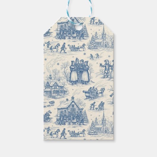 Blue Winter Toile Chinoiserie ギフトタグ (正面)