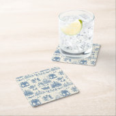 Blue Winter Toile Chinoiserie スクエアペーパーコースター (インサイチュ)