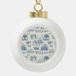 Blue Winter Toile Chinoiserie セラミックボールオーナメント