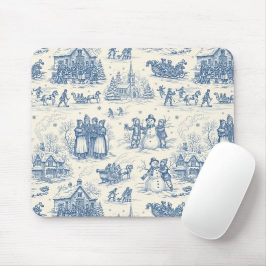 Blue Winter Toile Chinoiserie マウスパッド (マウス)