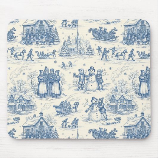 Blue Winter Toile Chinoiserie マウスパッド (正面)