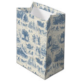 Blue Winter Toile Chinoiserie ミディアムペーパーバッグ (正面アングル)