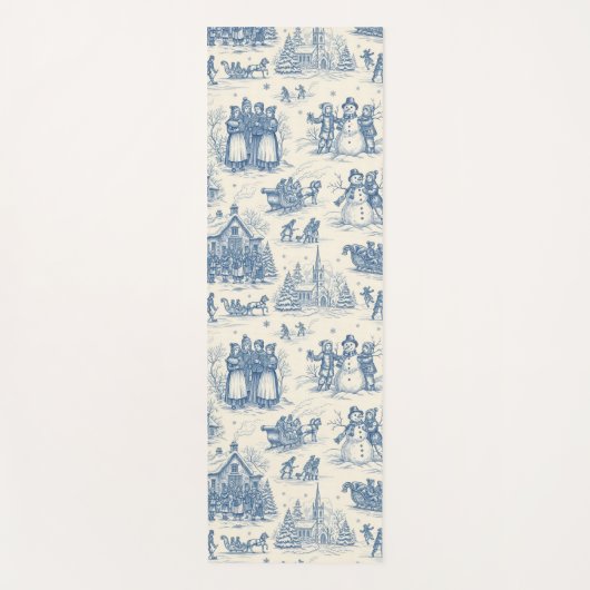 Blue Winter Toile Chinoiserie ヨガマット (正面)