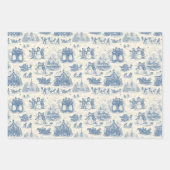 Blue Winter Toile Chinoiserie ラッピングペーパーシート (正面3)