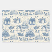 Blue Winter Toile Chinoiserie ラッピングペーパーシート (正面2)