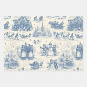 Blue Winter Toile Chinoiserie ラッピングペーパーシート (正面)