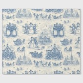 Blue Winter Toile Chinoiserie ラッピングペーパー (フラット)