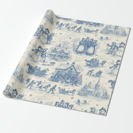 Blue Winter Toile Chinoiserie ラッピングペーパー