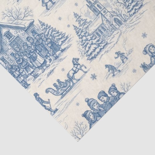 Blue Winter Toile Chinoiserie 薄葉紙 (詳細)