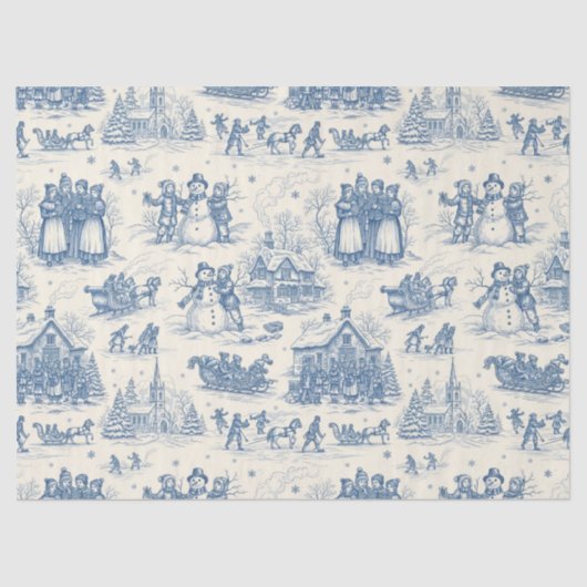 Blue Winter Toile Chinoiserie 薄葉紙 (正面)