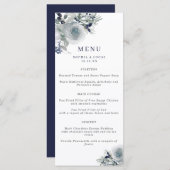 Blue Winter Water Color Flowers 結婚's Menu メニュー (正面/裏面)
