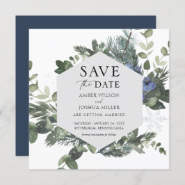 Blue Winter Wedding Save the Date 招待状