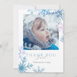 Blue Winter Wonderland photo thank you card サンキューカード