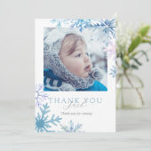 Blue Winter Wonderland photo thank you card サンキューカード (スタンド正面)