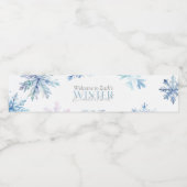 Blue Winter Wonderland Snowflake First Birthday ペットボトルラベル (シングルラベル)