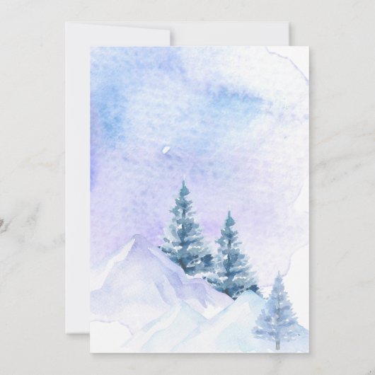 Blue Winter Woodland Arctic Animals Baby Sprinkle 招待状 (裏面)