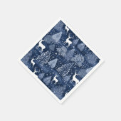 Blue Winter Woodland Christmas Reindeer Holiday スタンダードカクテルナプキン (角)