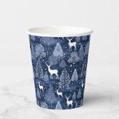 Blue Winter Woodland Christmas Reindeer Holiday 紙コップ (裏面)