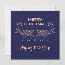 Blue wish card Merry Christmas new year reindeer シーズンカード
