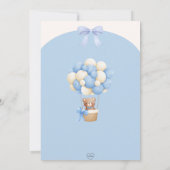 Blue with a Bear in a hot air balloon baby shower 招待状 (裏面)
