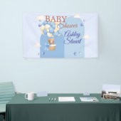 Blue with a Bear in a hot air balloon baby shower 横断幕 (トレードショー)