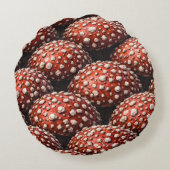 Blue wizard, mushroom whimsical forest fantasy ラウンドクッション (裏面)