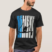 Blue Womens Believe Air Dancer Motivational Retro Tシャツ (正面)