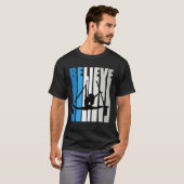 Blue Womens Believe Air Dancer Motivational Retro Tシャツ (正面フル)