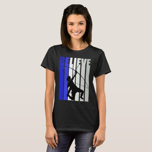 Blue Womens Believe Archery Inspirational Archer G Tシャツ (正面フル)