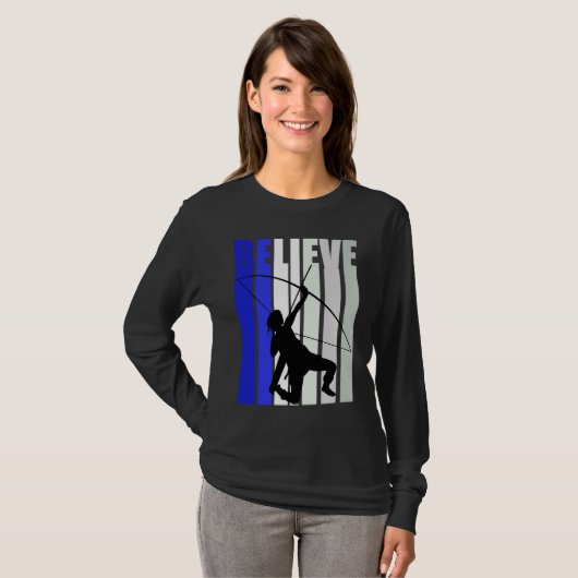 Blue Womens Believe Archery Inspirational Archer G Tシャツ (正面フル)