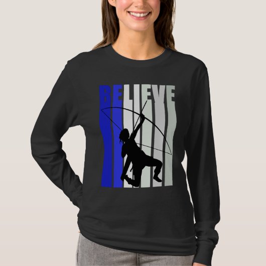 Blue Womens Believe Archery Inspirational Archer G Tシャツ (正面)
