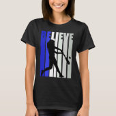 Blue Womens Believe Baseball Inspirational Softbal Tシャツ (正面)